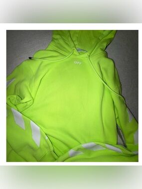 Off-White Neon Green Hoodie with White Arrows